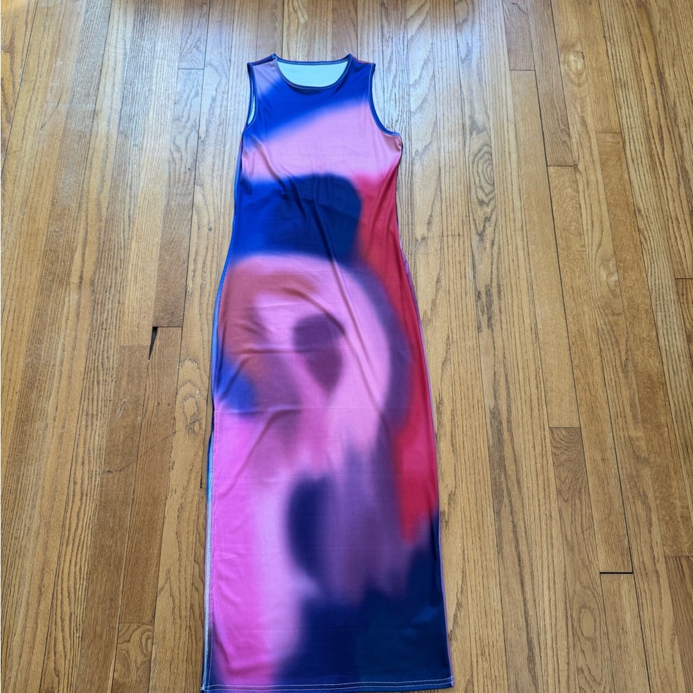Amazon Sleeveless Gradient Pink & Blue Maxi Dress